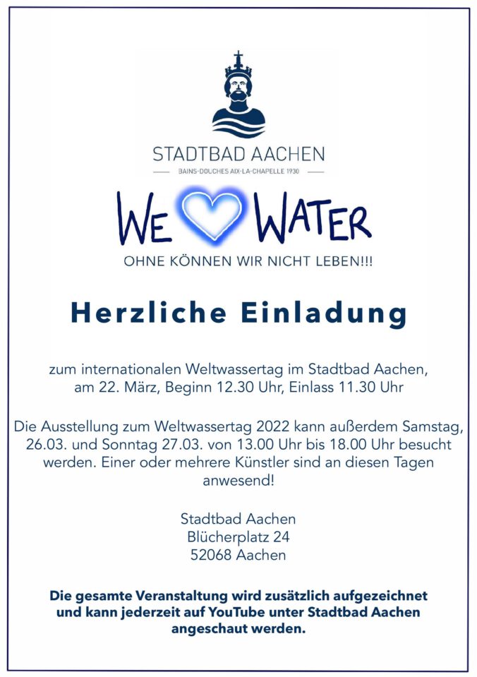 Herzliche Einladung zum Weltwassertag 2022 im Stadtbad Aachen