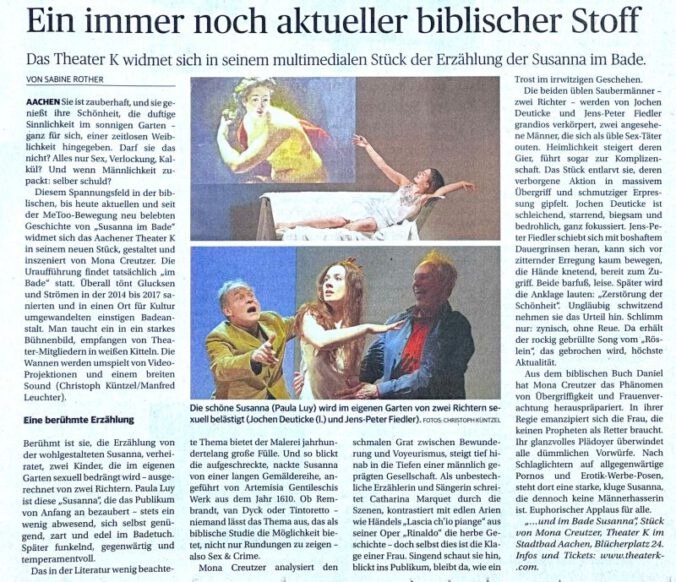 Zeitungsartikel - Susanne im Bad im Stadtbad Aachen.
