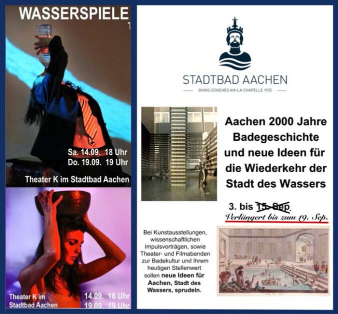 Bild Änderung Zeiten für die Aufführung "Wasserspiele" im Stadtbad Aachen.