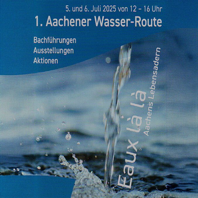 Ankündigung Wasser-Route Programm im Stadtbad Aachen.